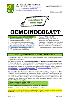 Gemeindeblatt Nr. 9/2022