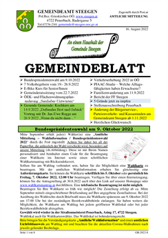 Gemeindeblatt Nr. 8/2022
